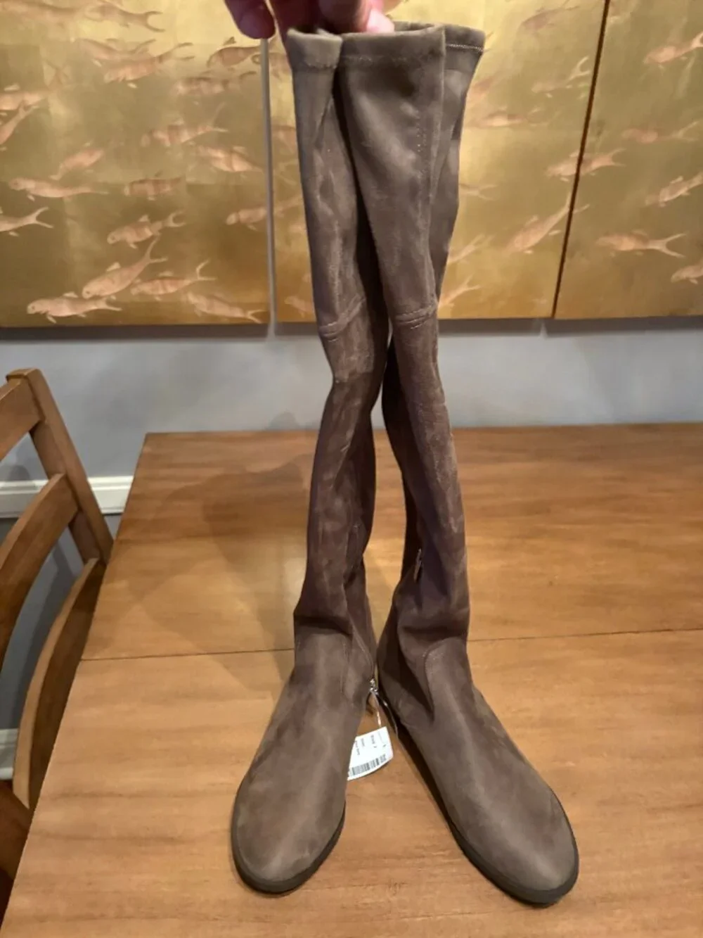 NWT Women's Marc Fisher Brown/Taupe Faux Suede Over the Knee Boots. Size 7